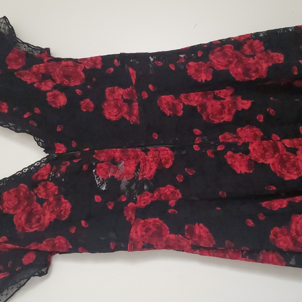 Royal Bones Black and Red Floral Mini Dress - Picture 9 of 16